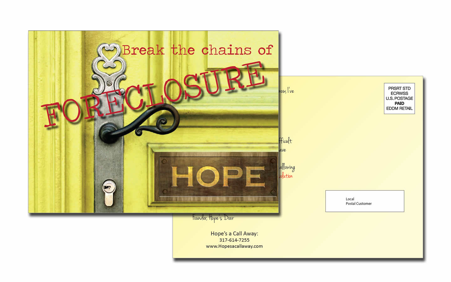 Hope's Door every door direct mail postcard